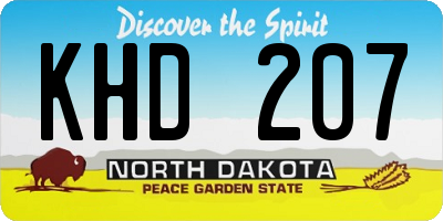 ND license plate KHD207