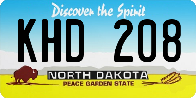 ND license plate KHD208