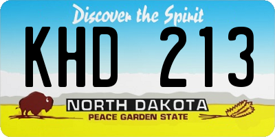 ND license plate KHD213