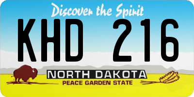 ND license plate KHD216