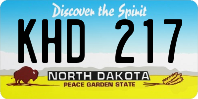 ND license plate KHD217