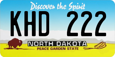 ND license plate KHD222
