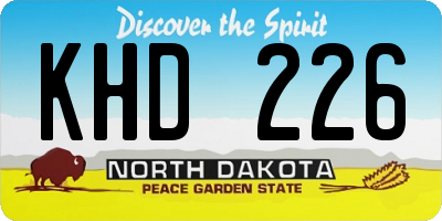 ND license plate KHD226