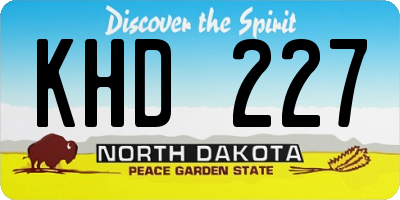 ND license plate KHD227