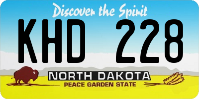 ND license plate KHD228