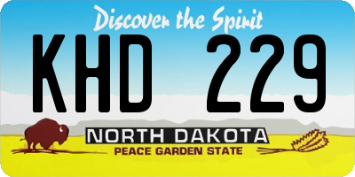 ND license plate KHD229