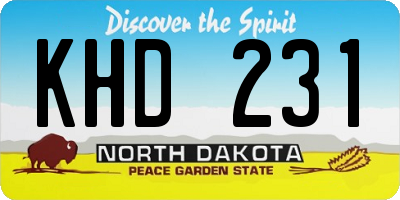 ND license plate KHD231
