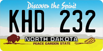 ND license plate KHD232