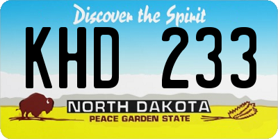 ND license plate KHD233