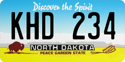 ND license plate KHD234