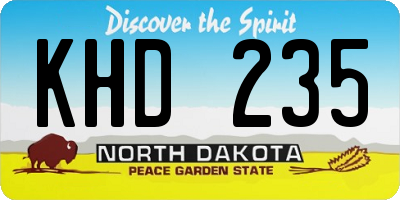 ND license plate KHD235
