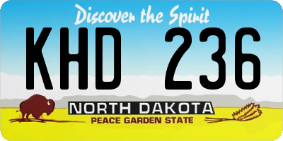 ND license plate KHD236