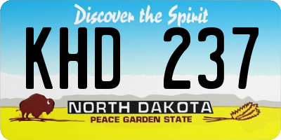 ND license plate KHD237
