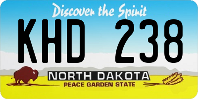 ND license plate KHD238