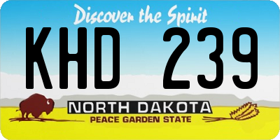 ND license plate KHD239