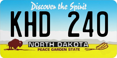 ND license plate KHD240
