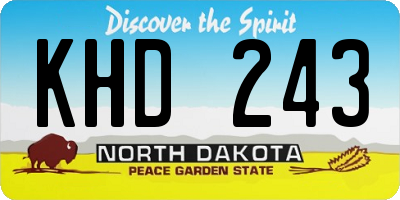 ND license plate KHD243