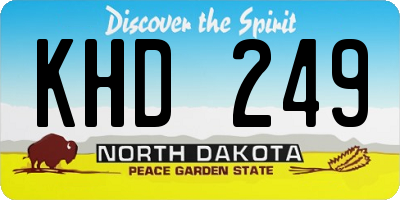 ND license plate KHD249