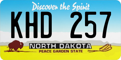 ND license plate KHD257