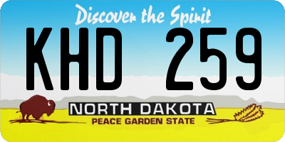 ND license plate KHD259