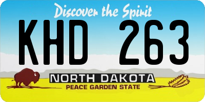 ND license plate KHD263