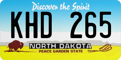 ND license plate KHD265