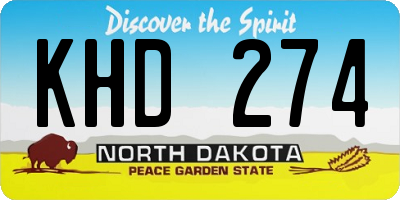 ND license plate KHD274