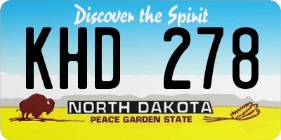ND license plate KHD278
