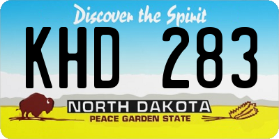 ND license plate KHD283