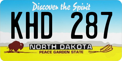 ND license plate KHD287