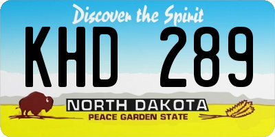 ND license plate KHD289