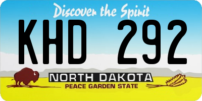 ND license plate KHD292