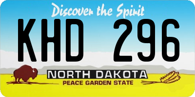 ND license plate KHD296