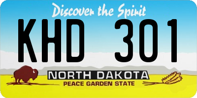 ND license plate KHD301