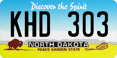 ND license plate KHD303