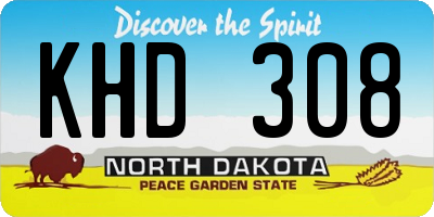 ND license plate KHD308