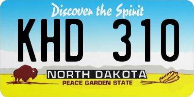 ND license plate KHD310