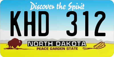 ND license plate KHD312