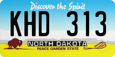 ND license plate KHD313