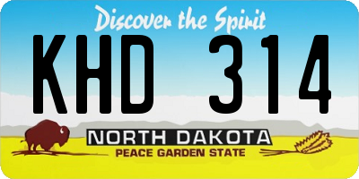ND license plate KHD314
