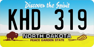 ND license plate KHD319