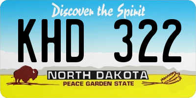 ND license plate KHD322