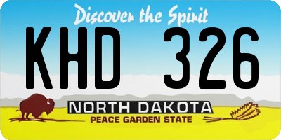 ND license plate KHD326