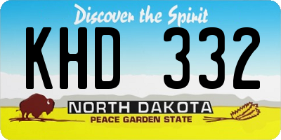 ND license plate KHD332