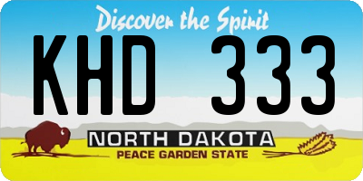 ND license plate KHD333