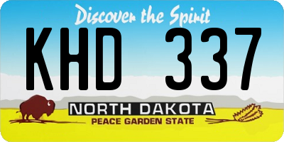 ND license plate KHD337