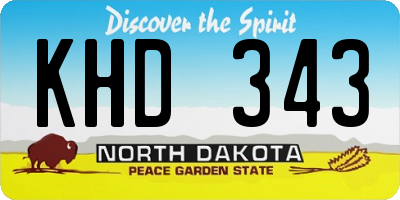ND license plate KHD343