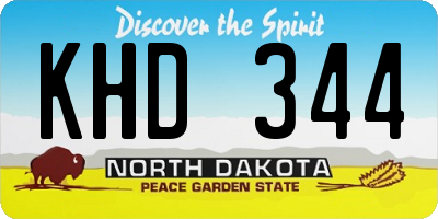 ND license plate KHD344