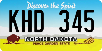 ND license plate KHD345
