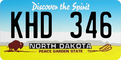 ND license plate KHD346